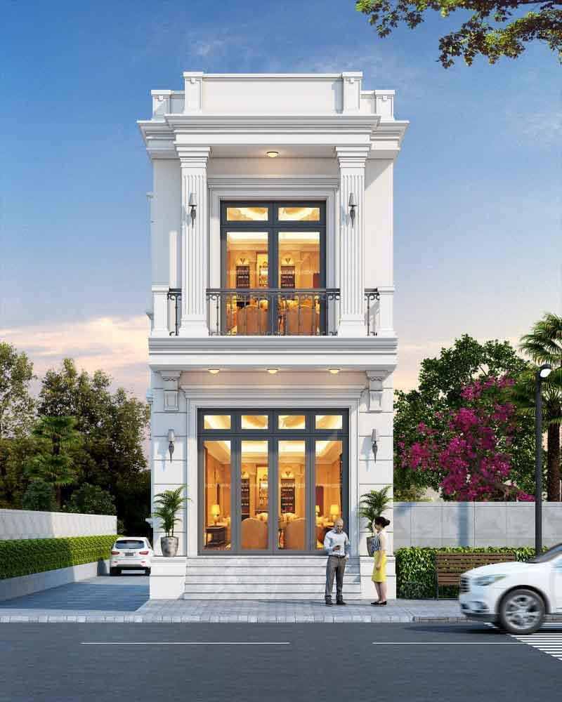 Mẫu thiết kế nhà ống 2 tầng 4.5 x16m đẹp từ trong ra ngoài